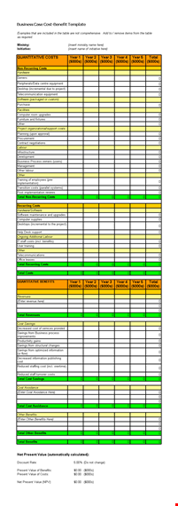 cost benefit analysis template - analyze total costs and benefits template