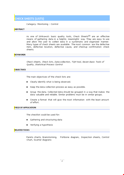 check sheet template template