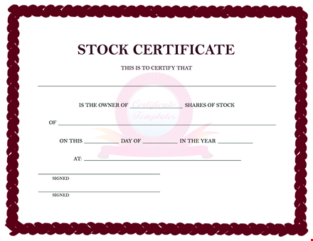 create professional stock certificates - customizable templates template