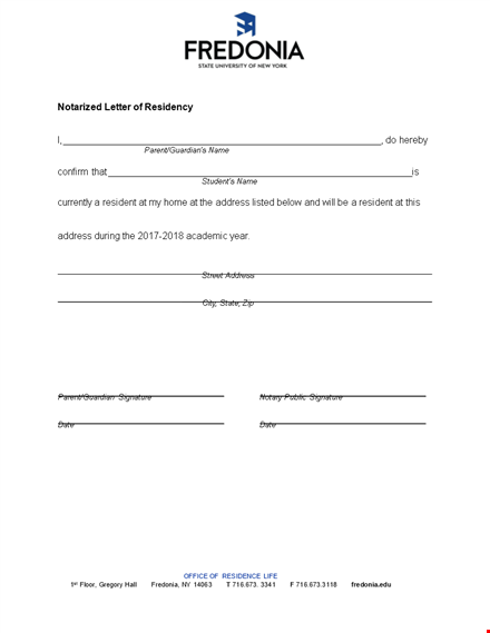 proof of residency letter for address verification | parent, resident, guardian template