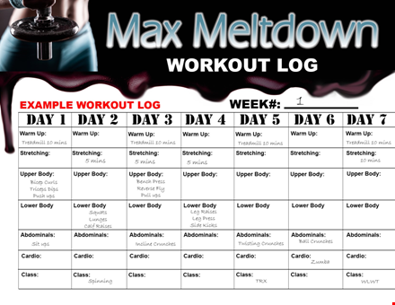 daily workout log template template