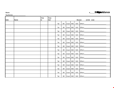 classroom attendance sign in & sheet template template