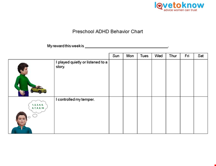 printable preschool behavior chart – track and reward your child's behavior template