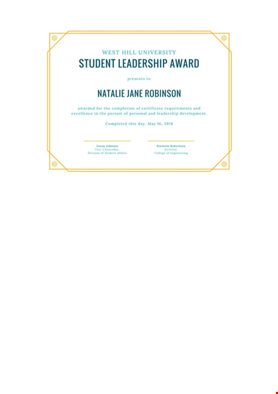 student leadership award template template