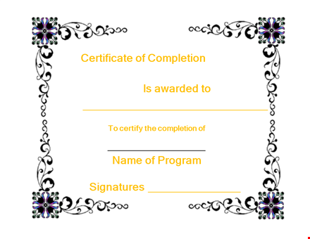 custom certificates of completion with signatures template