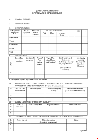 investigation status report template template