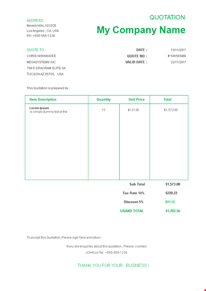 get a technical quote today | total cost transparently disclosed template