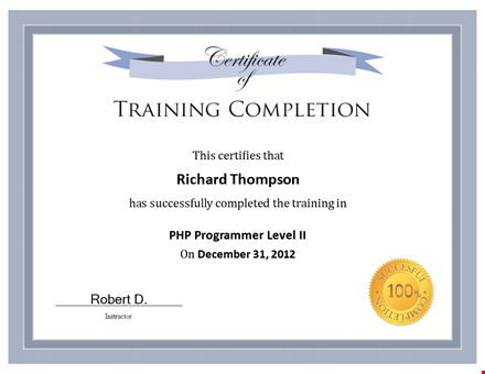 create custom certificate of completion - certify richard & thompson template