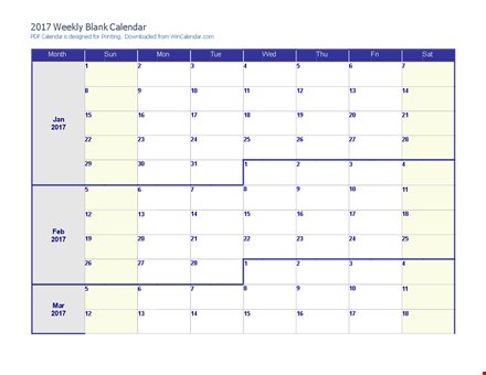 printable monthly calendar template template