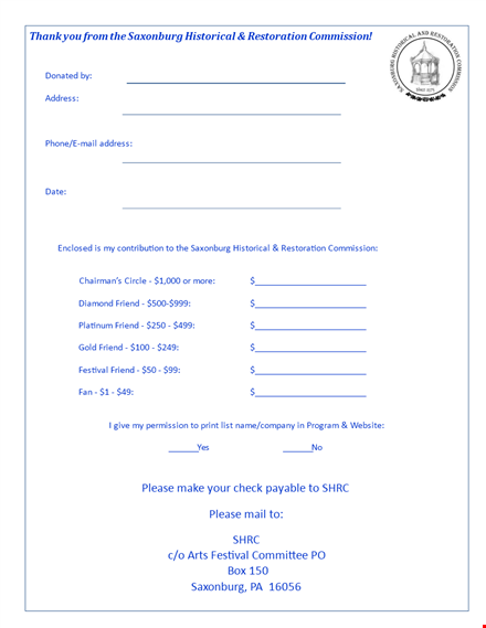 printable fundraiser | commission friend restoration saxonburg historical template