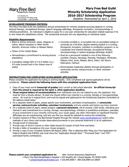 printable scholarship application template