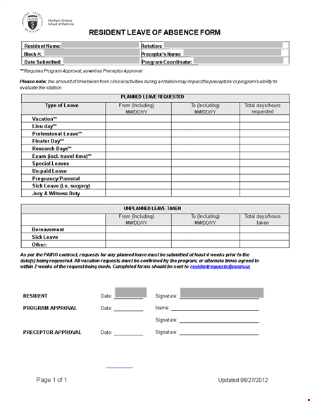 leave of absence template - get approved for your leave program, including leave of absence template template