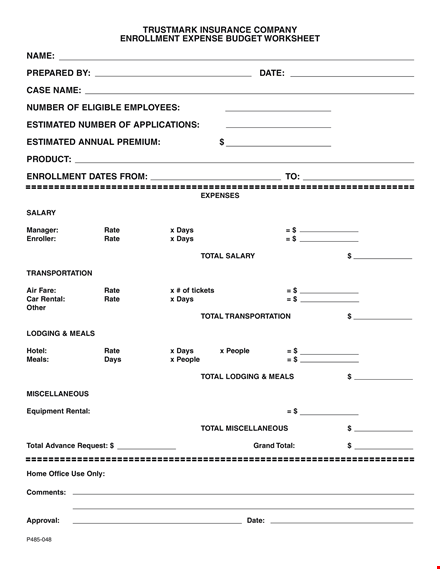 insurance company budget template template