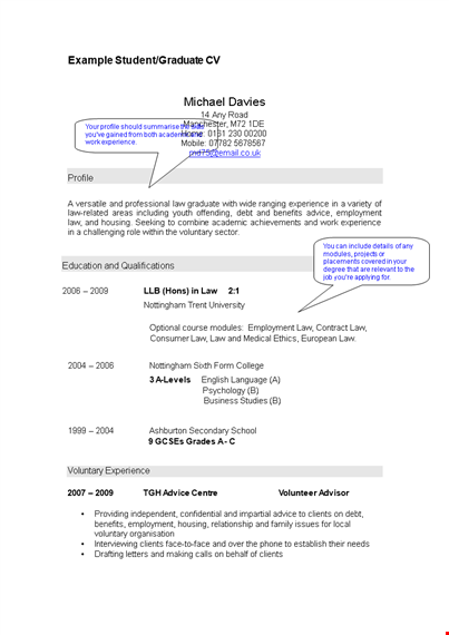 law graduate with experience serving clients and specializing in offending cases template