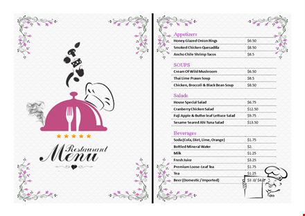 professional menu templates template