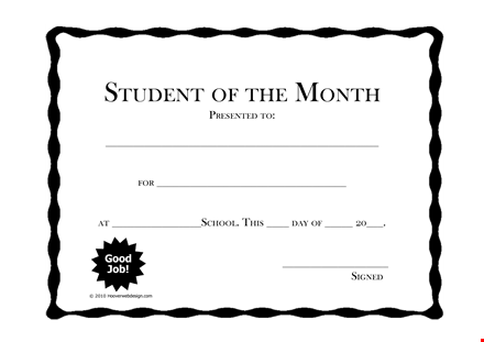 student of the month award template template