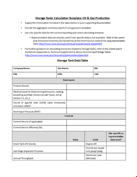 oil storage inventory template