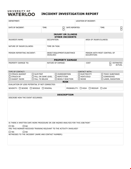 incident investigation template