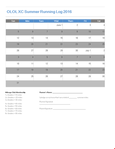 summer running log - track your miles like a pro | perfect for runners and 10th graders template