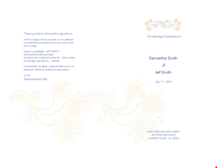 wedding program template template