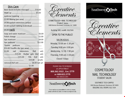 creative elements salon price list template