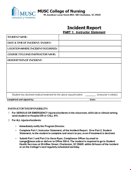 how to write a nursing incident statement