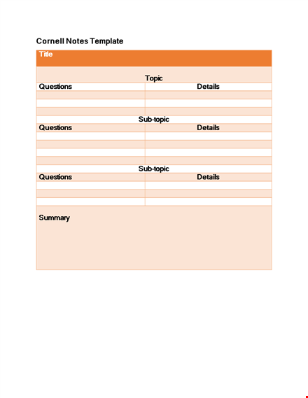 cornell notes template - simplify note-taking with cornell method template