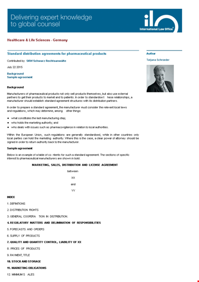 standard distribution agreement template