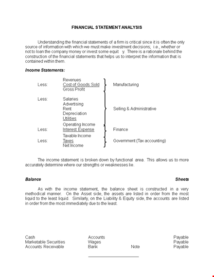 financial income statement analysis example template