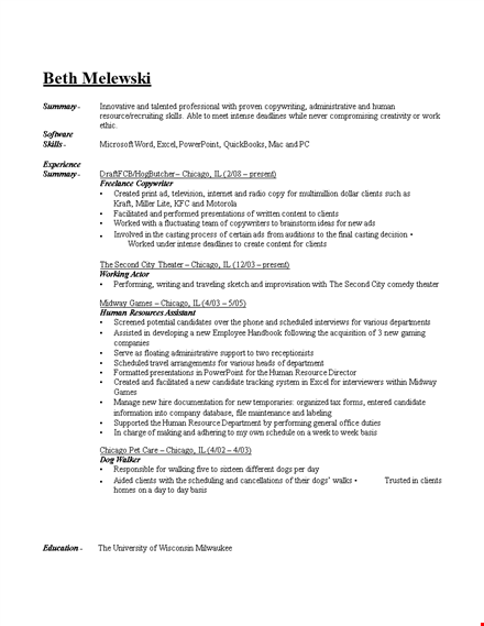 professional administrative resume sample template