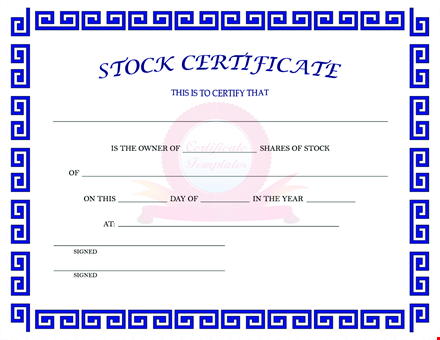 create a professional stock certificate with our template template