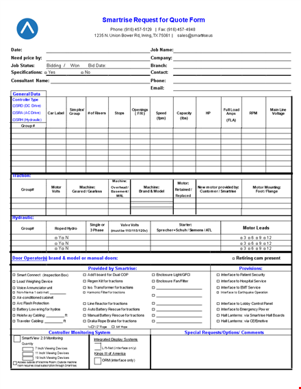 get a motorized interface machine with smartrise - request a quote template