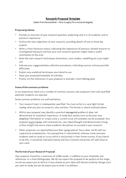 academic research proposal template - words for effective proposals template