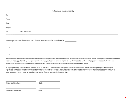 improve performance with our supervisor-approved items and performance improvement plan template template