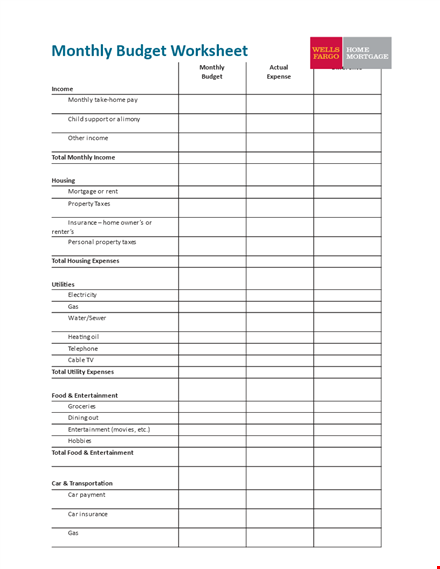 monthly household expense report template