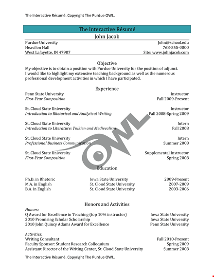 sample professional business resume template