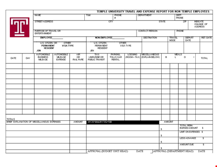 employee travel expense report template