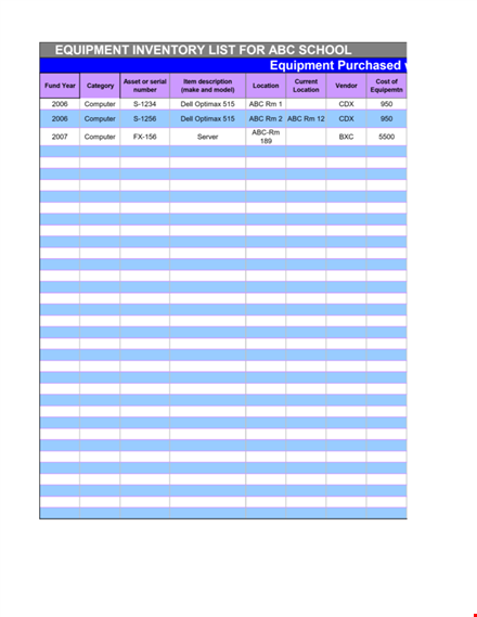 school inventory list template