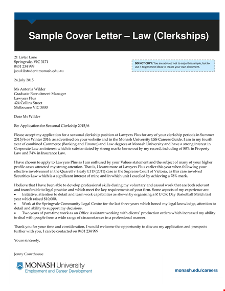 law student application template