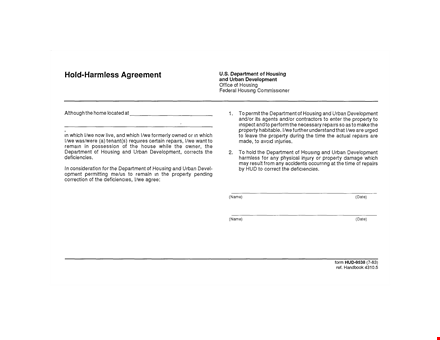 hold harmless agreement template - protect your business with a comprehensive legal document template