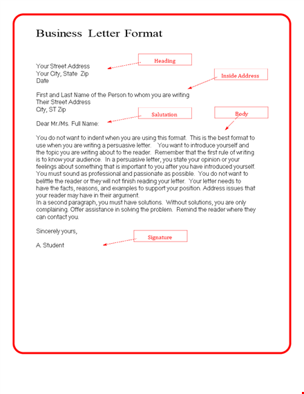 standard business letter format template