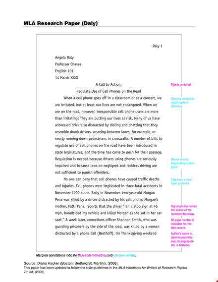 sample mla research paper template