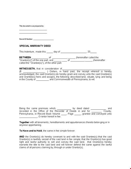 warranty deed template - create a legal transfer of property with grantor and grantee template