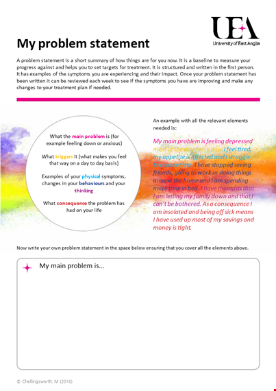 effective problem statement template | identify symptoms & solve problems template