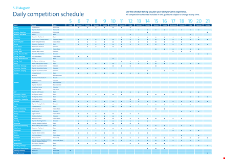 daily sports competition schedule template zmjnnukrk template