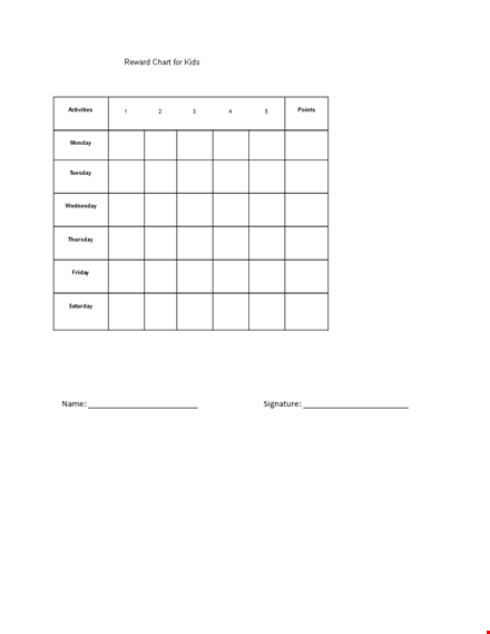 reward chart kids template