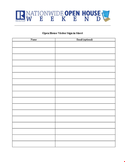 open house visitor sign in sheet template