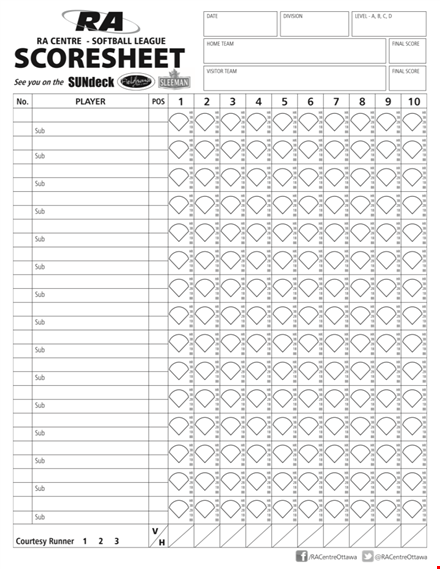 simple softball score sheet template template