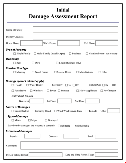 damage assessment template - streamline your evaluation process template