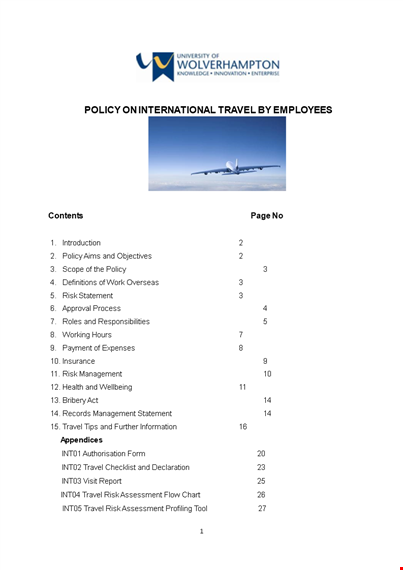 university employee travel policy template - overseas travel should template